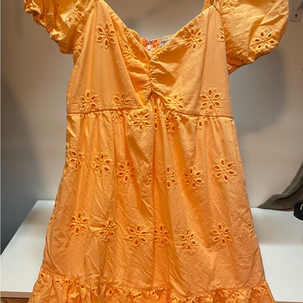 Francesca's Collections Vibrant Orange Eyelet Dress